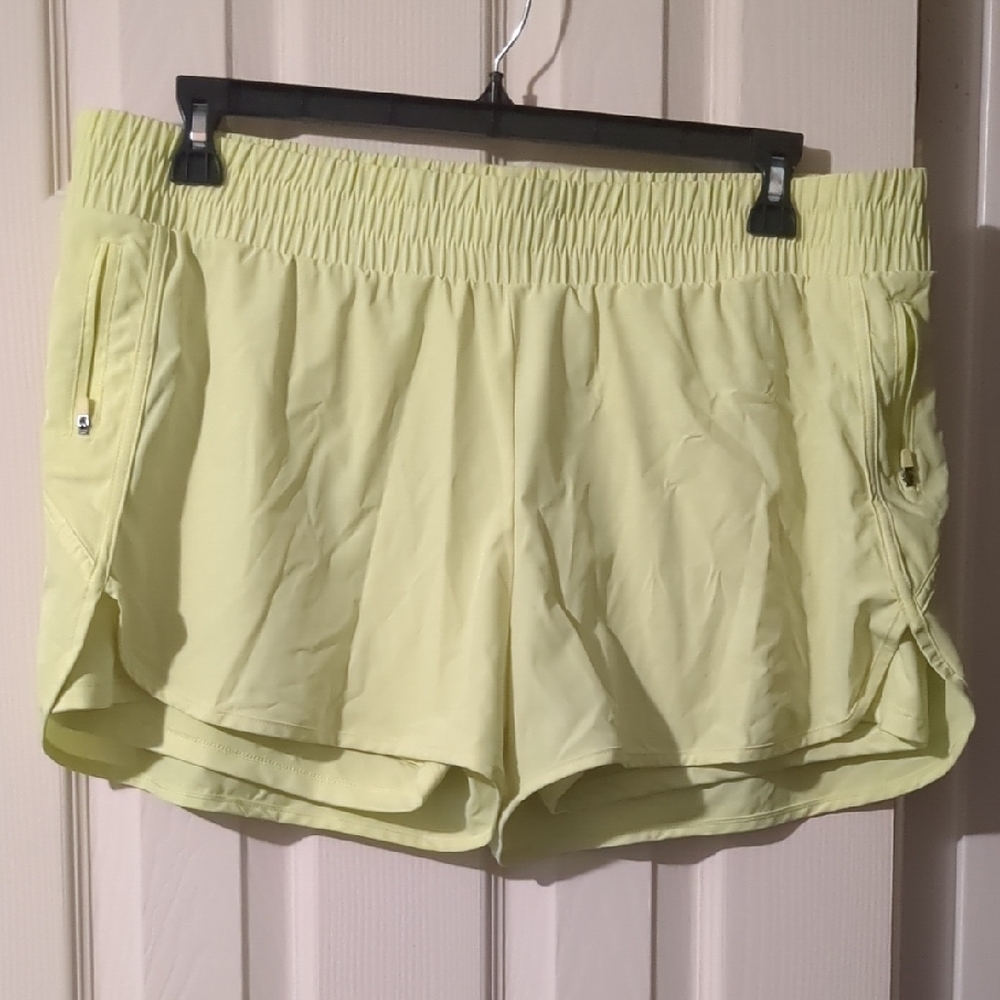 #185 Athletic Works Women's Pale Yellow Athletic Shorts